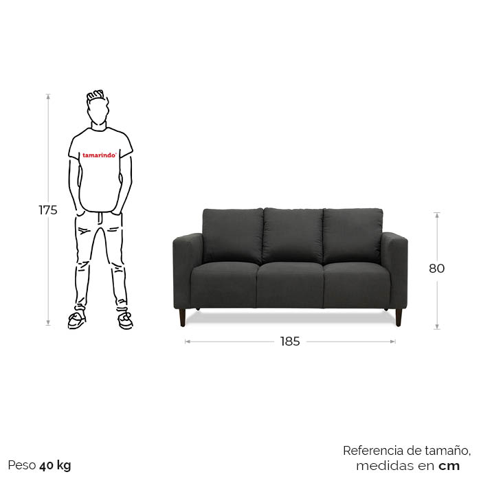 Sofa Tela Gris Oxford Zadek | Sofá | salas